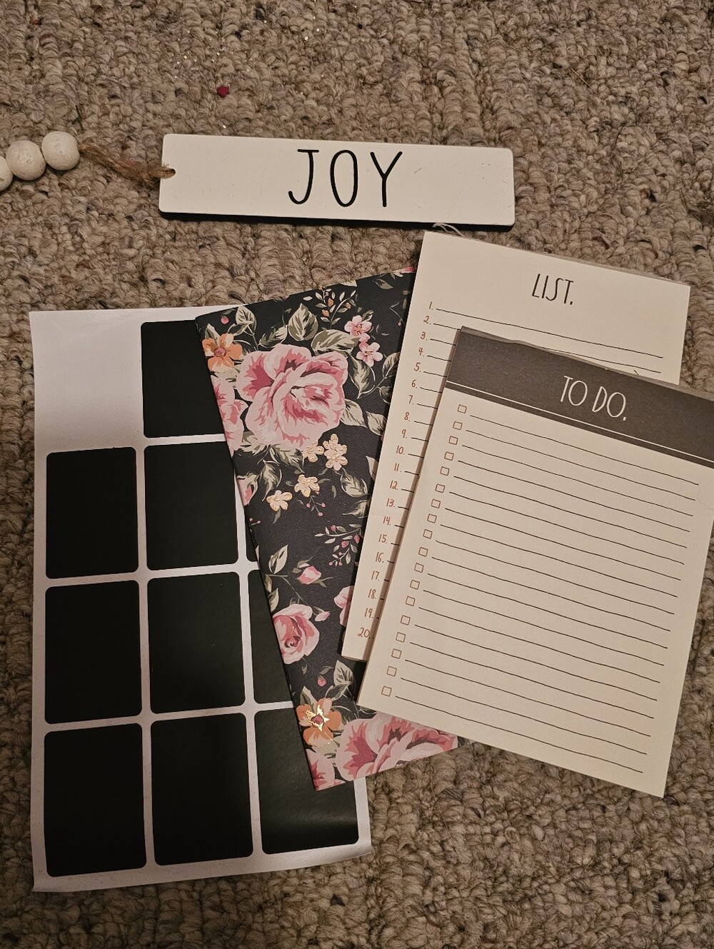 Floral Black & Pink Home Office Planner Set by